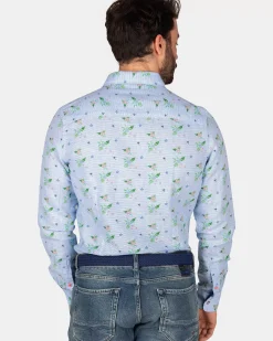 NZA New Zealand Auckland Overhemden|Blauw Bloemenoverhemd-Dusk Navy