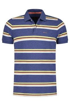 NZA New Zealand Auckland Polo-Shirts|Blauw Geel Gestreepte Polo-Dusk Navy