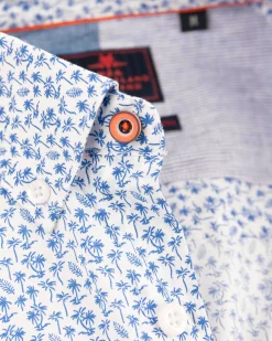 NZA New Zealand Auckland Overhemden|Blauw Geprint Katoenen Overhemd-Rhythm Blue