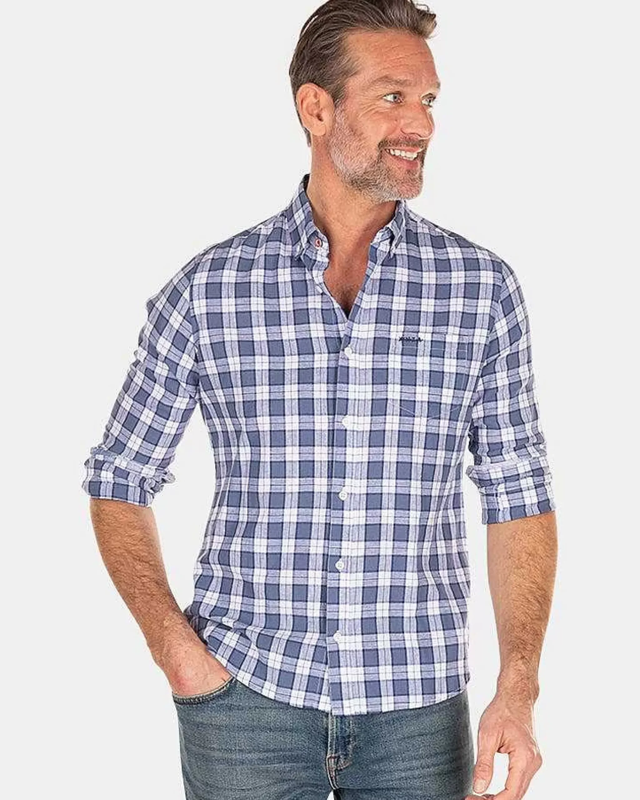 NZA New Zealand Auckland Overhemden|Blauw Geruit Overhemd-Dusk Navy