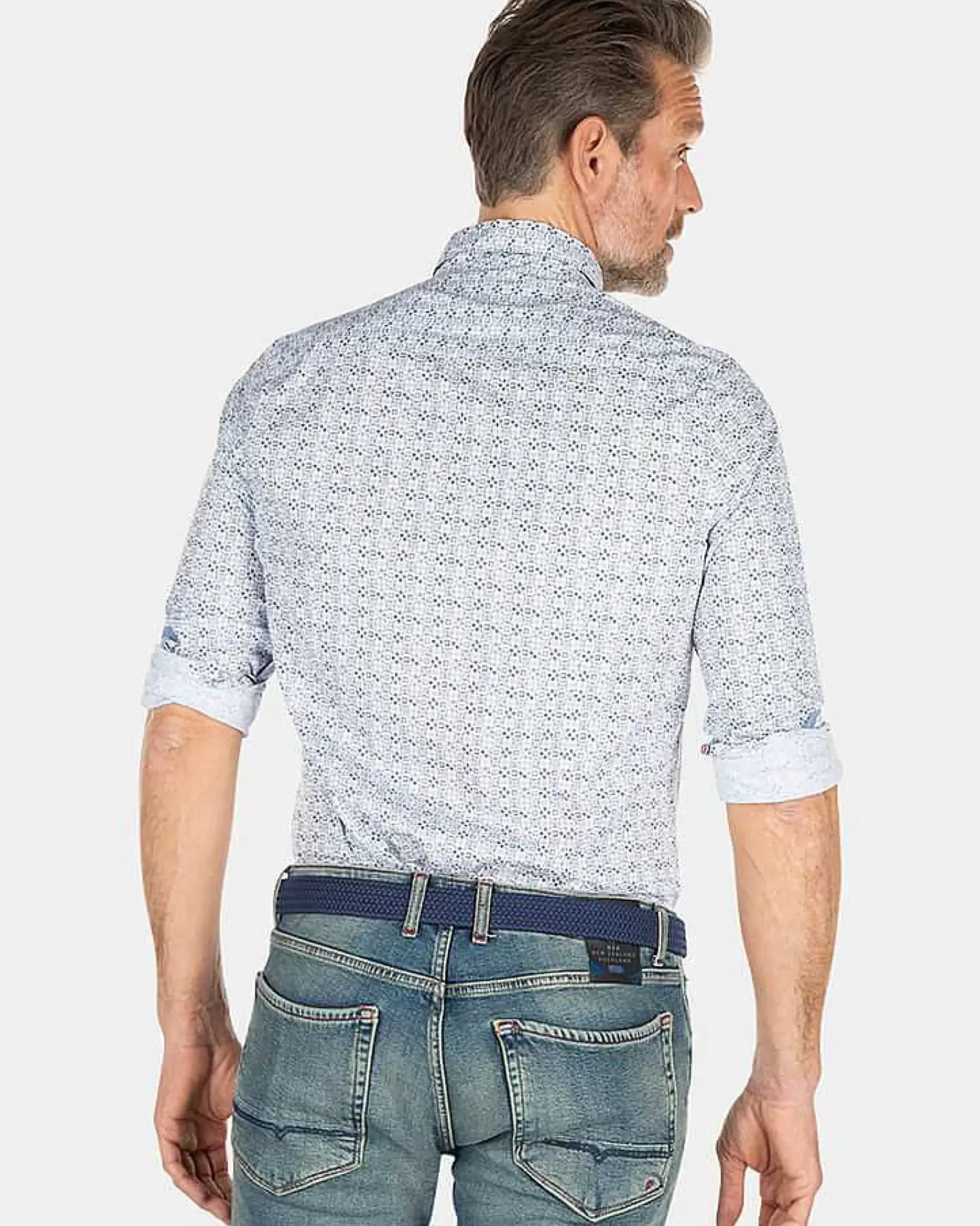 NZA New Zealand Auckland Overhemden|Blauw Overhemd Met Print-Ecru Multicolour