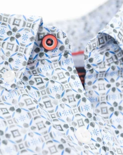 NZA New Zealand Auckland Overhemden|Blauw Overhemd Met Print-Ecru Multicolour