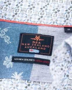NZA New Zealand Auckland Overhemden|Blauw Overhemd Met Print-Ecru Multicolour