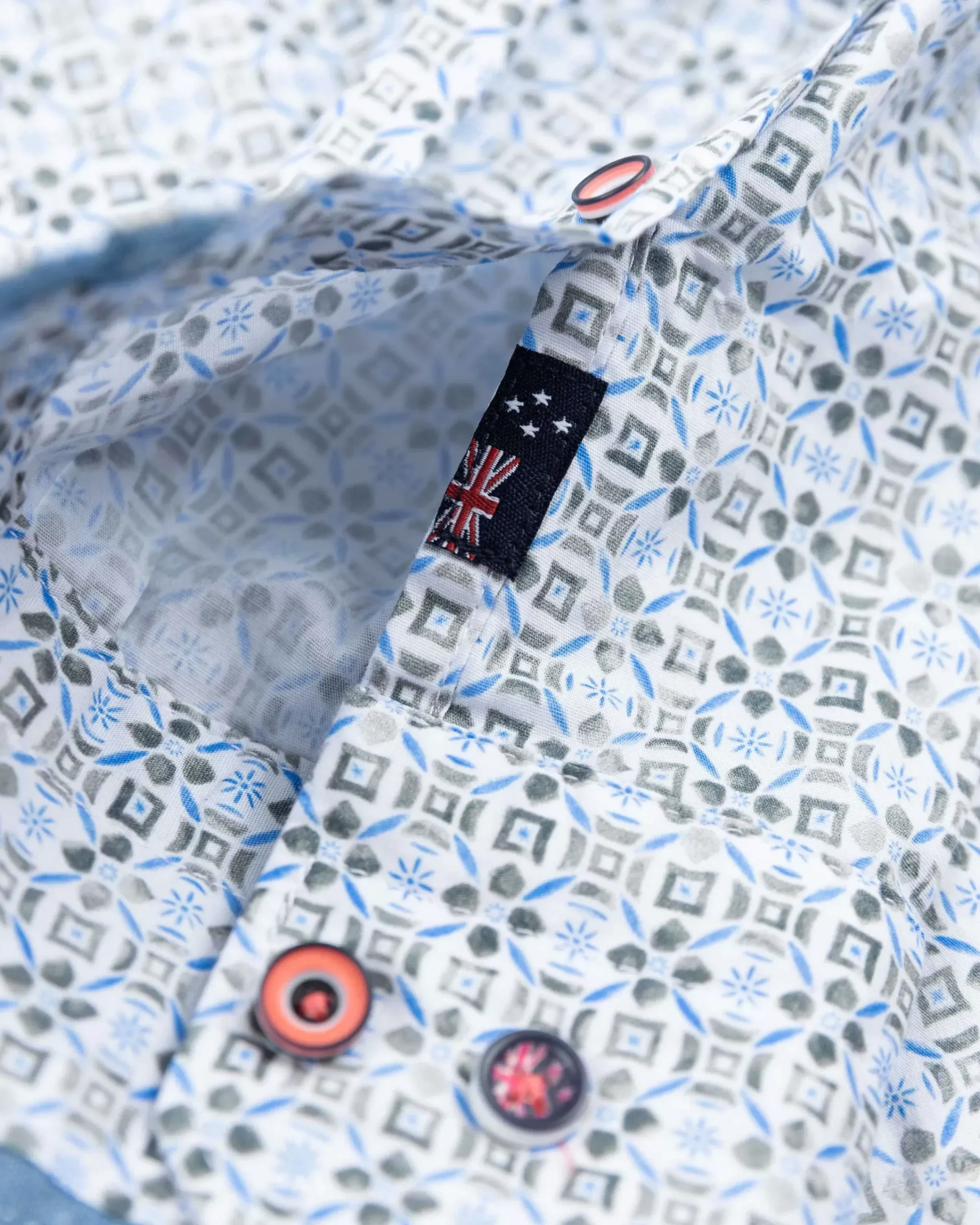 NZA New Zealand Auckland Overhemden|Blauw Overhemd Met Print-Ecru Multicolour