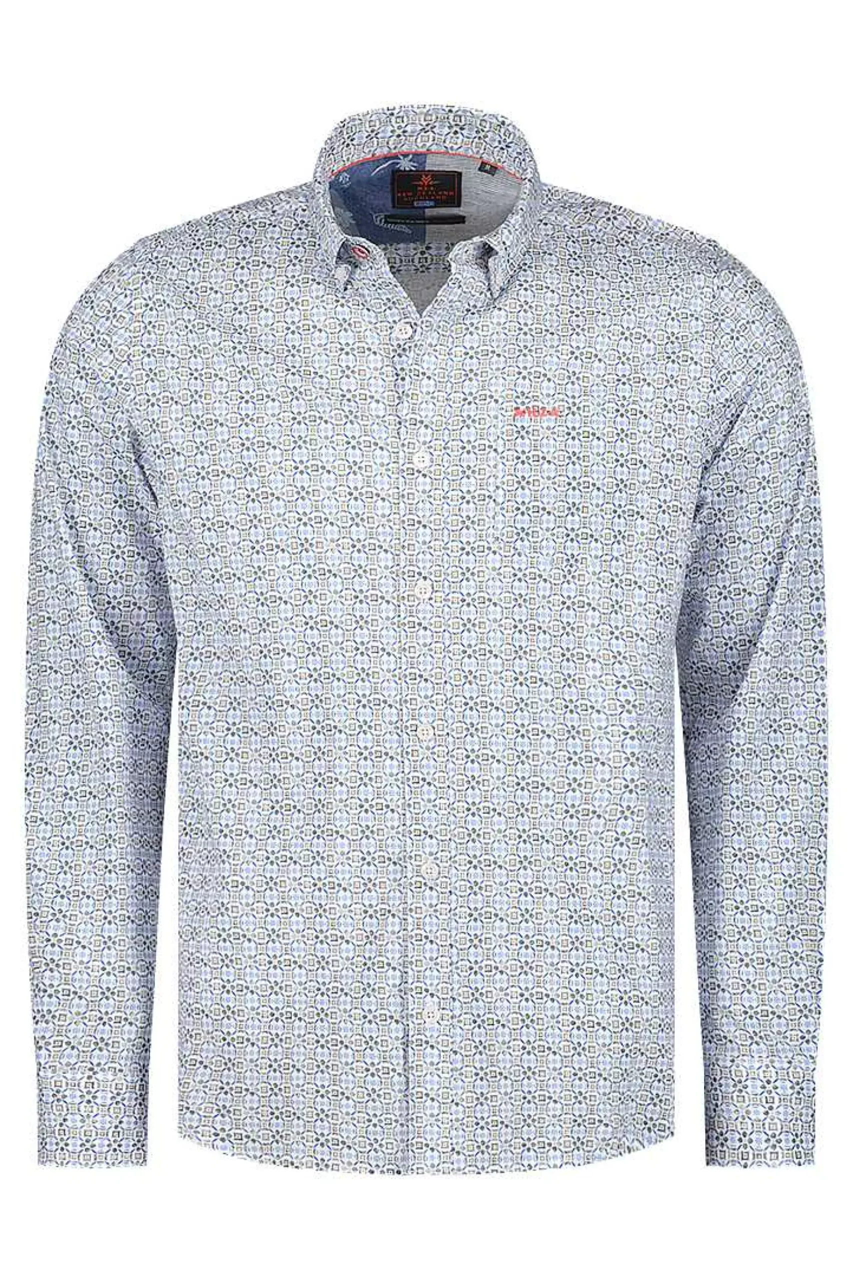 NZA New Zealand Auckland Overhemden|Blauw Overhemd Met Print-Ecru Multicolour