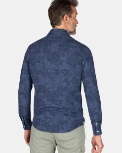 NZA New Zealand Auckland Overhemden|Donkerblauw Overhemd Met Bloemen-Dusk Navy