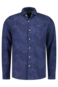 NZA New Zealand Auckland Overhemden|Donkerblauw Overhemd Met Bloemen-Dusk Navy