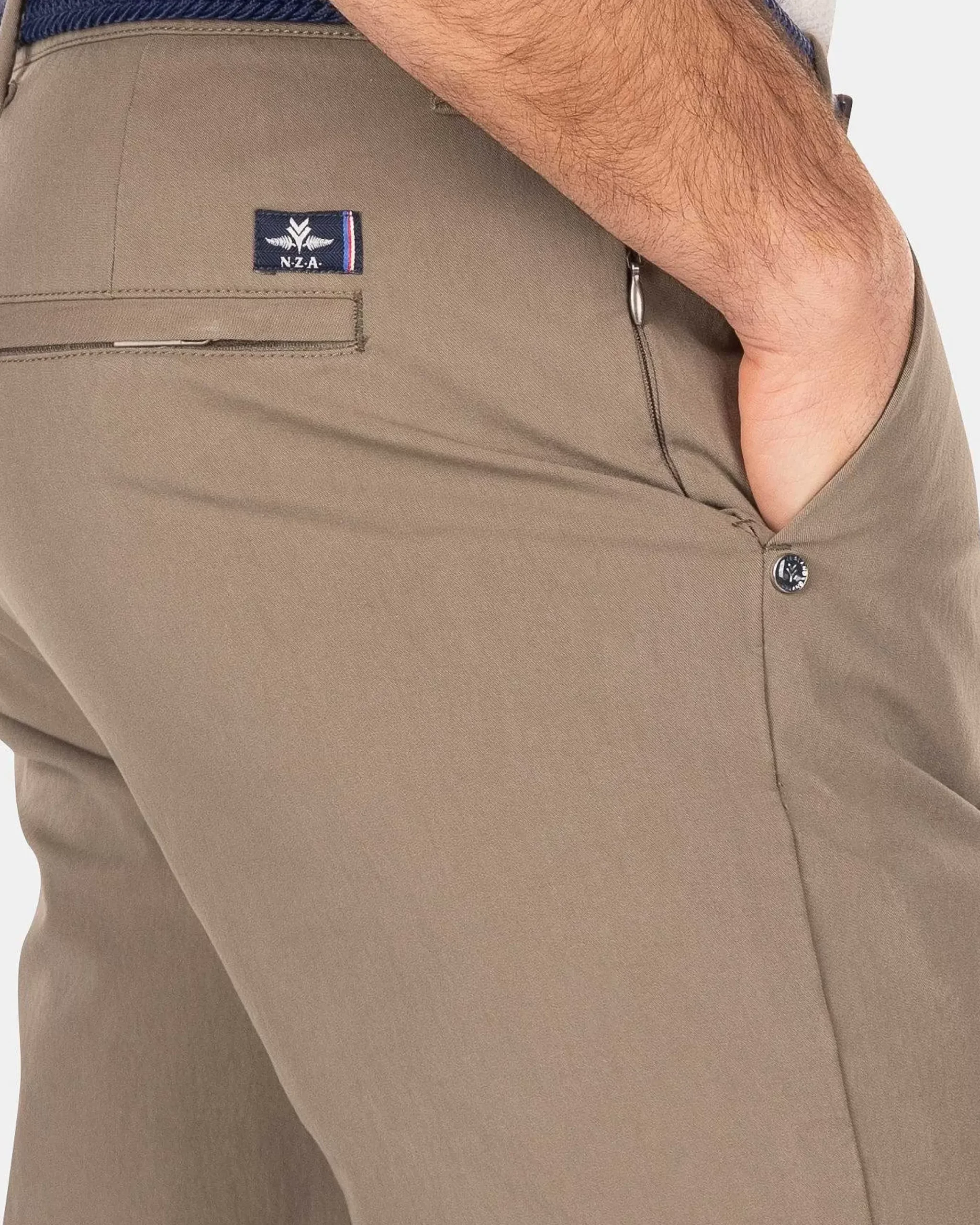 NZA New Zealand Auckland Broeken|Effen Chino Met Stretch-Misty Army