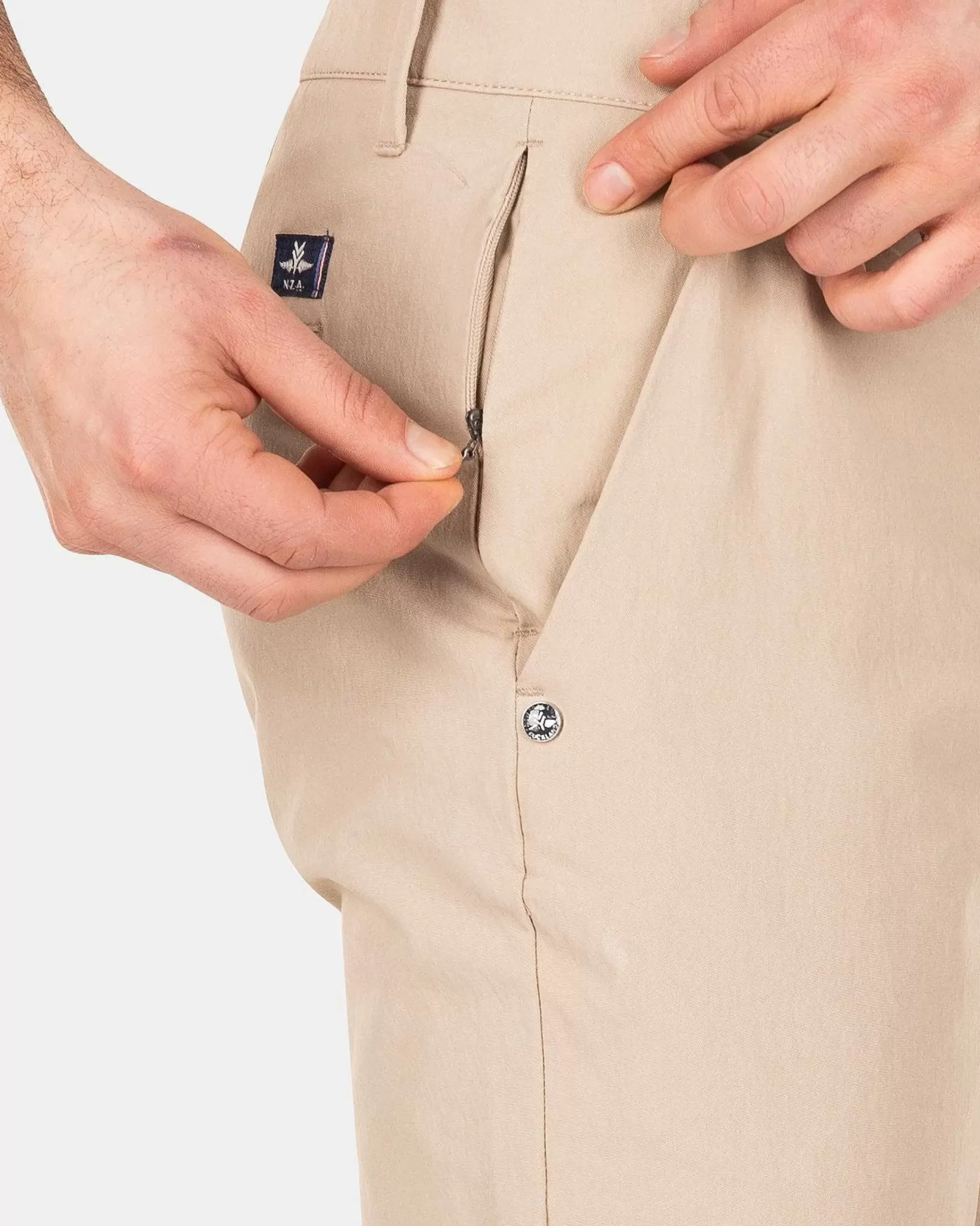 NZA New Zealand Auckland Broeken|Effen Chino Met Stretch-Shimmering Sand