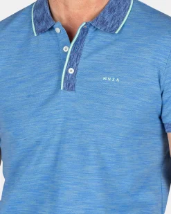 NZA New Zealand Auckland Polo-Shirts|Effen Katoenen Blauwe Polo-Bed Blue