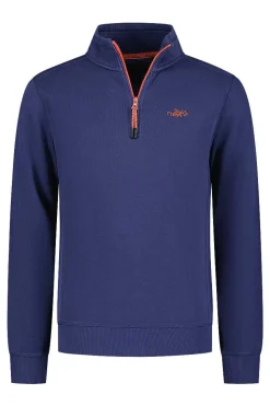 NZA New Zealand Auckland Truien|Effen Katoenen Trui Met Rits-Dusk Navy