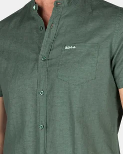 NZA New Zealand Auckland Overhemden|Effen Overhemd Korte Mouw-Chalk Green