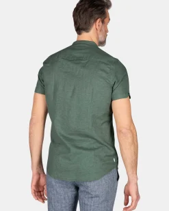 NZA New Zealand Auckland Overhemden|Effen Overhemd Korte Mouw-Chalk Green