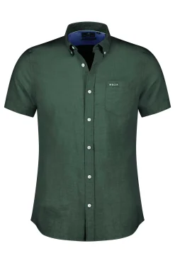 NZA New Zealand Auckland Overhemden|Effen Overhemd Korte Mouw-Chalk Green