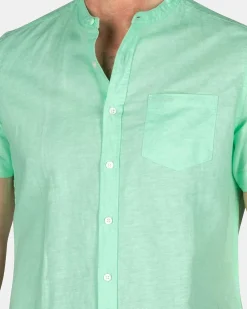 NZA New Zealand Auckland Overhemden|Effen Overhemd Korte Mouw-Teal Green