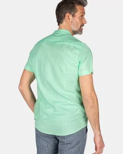 NZA New Zealand Auckland Overhemden|Effen Overhemd Korte Mouw-Teal Green