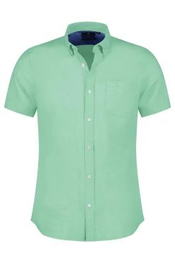 NZA New Zealand Auckland Overhemden|Effen Overhemd Korte Mouw-Teal Green