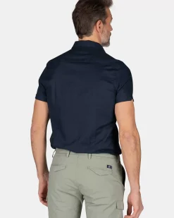 NZA New Zealand Auckland Overhemden|Effen Overhemd Korte Mouw-Traditional Navy