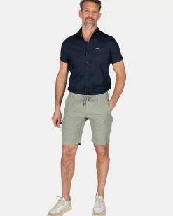 NZA New Zealand Auckland Overhemden|Effen Overhemd Korte Mouw-Traditional Navy