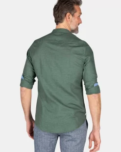 NZA New Zealand Auckland Overhemden|Effen Overhemd Zonder Kraag-Chalk Green