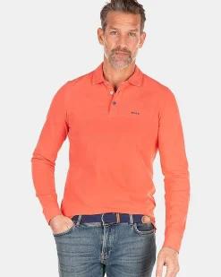 NZA New Zealand Auckland Polo-Shirts|Effen Polo Met Lange Mouw-Red Cider