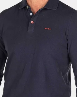 NZA New Zealand Auckland Polo-Shirts|Effen Polo Met Lange Mouw-Traditional Navy