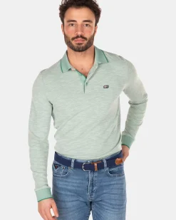 NZA New Zealand Auckland Polo-Shirts|Effen Poloshirt Met Lange Mouw-Amazon Green
