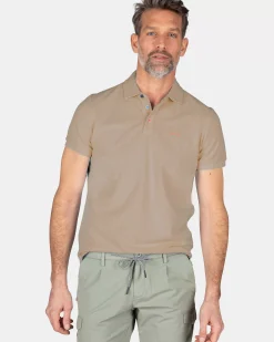 NZA New Zealand Auckland Polo-Shirts|Effen Polo Shirt Van Katoen-Shimmering Sand
