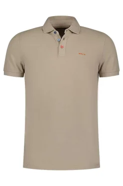 NZA New Zealand Auckland Polo-Shirts|Effen Polo Shirt Van Katoen-Shimmering Sand