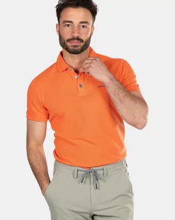 NZA New Zealand Auckland Polo-Shirts|Effen Polo Van Katoen-Golden Orange