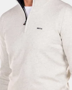 NZA New Zealand Auckland Truien|Effen Sweater Met Rits-Cream Melange
