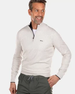 NZA New Zealand Auckland Truien|Effen Sweater Met Rits-Cream Melange