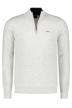 NZA New Zealand Auckland Truien|Effen Sweater Met Rits-Cream Melange