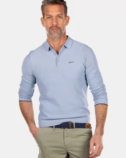 NZA New Zealand Auckland Polo-Shirts|Gebreid Rugby Shirt-Rhythm Blue