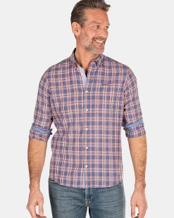 NZA New Zealand Auckland Overhemden|Geruit Blauw En Roze Overhemd-Dusk Navy
