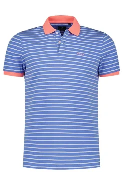 NZA New Zealand Auckland Polo-Shirts|Gestreepte Polo Met Stretch-Bed Blue