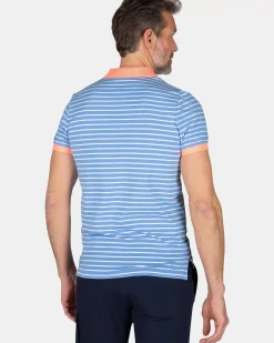 NZA New Zealand Auckland Polo-Shirts|Gestreepte Polo Met Stretch-Bed Blue