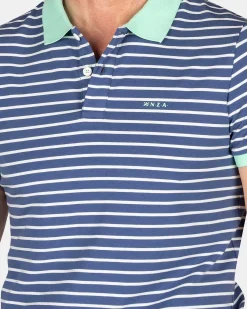 NZA New Zealand Auckland Polo-Shirts|Gestreepte Polo Met Stretch-Dusk Navy