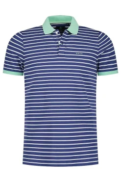 NZA New Zealand Auckland Polo-Shirts|Gestreepte Polo Met Stretch-Dusk Navy