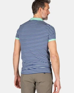 NZA New Zealand Auckland Polo-Shirts|Gestreepte Polo Met Stretch-Dusk Navy