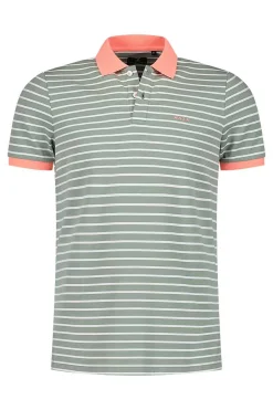 NZA New Zealand Auckland Polo-Shirts|Gestreepte Polo Met Stretch-Mellow Army