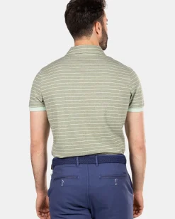 NZA New Zealand Auckland Polo-Shirts|Gestreepte Polo Van Katoen-Mellow Army