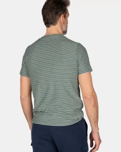 NZA New Zealand Auckland T-Shirts|Gestreept T-Shirt Van Katoen-Chalk Green