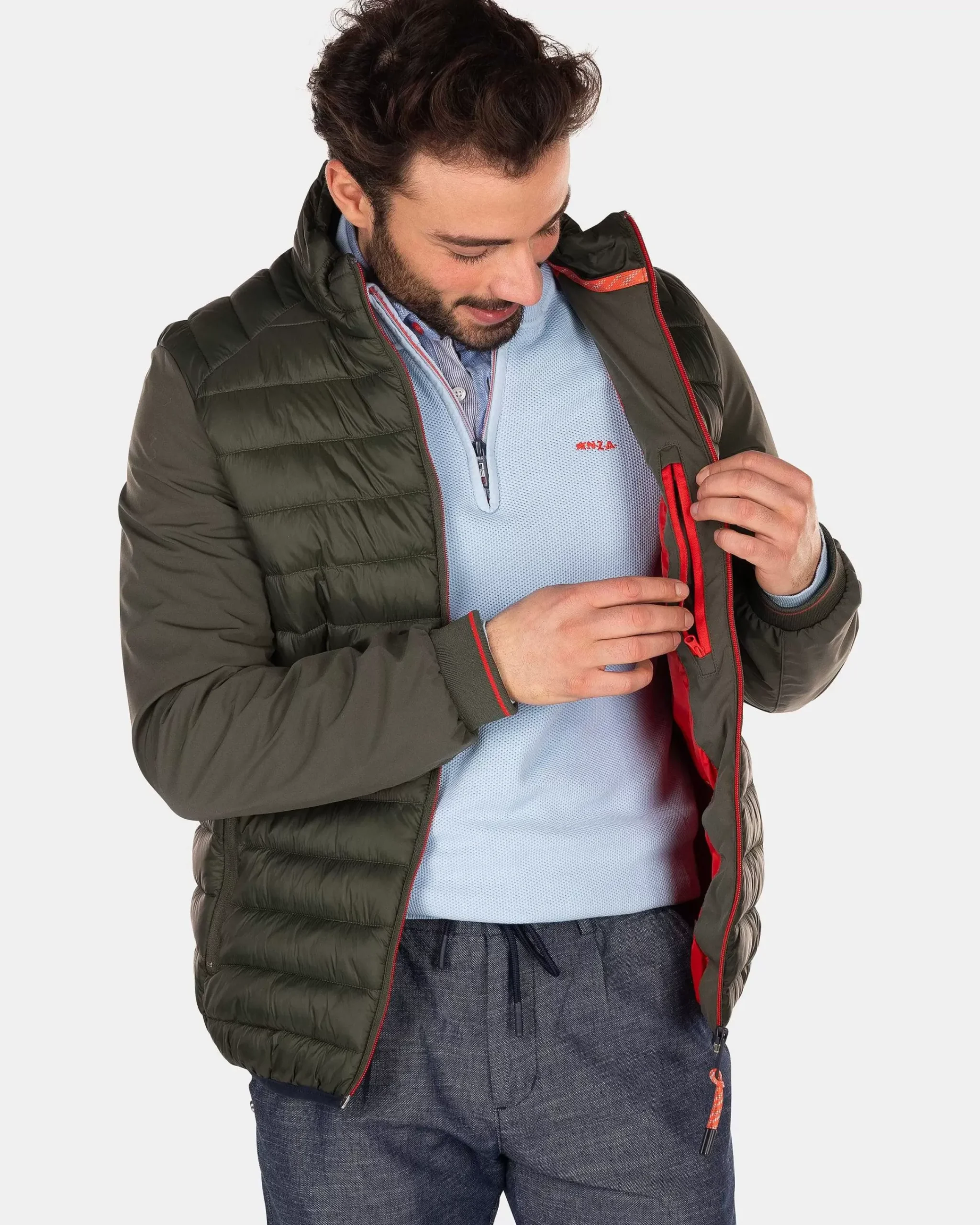 NZA New Zealand Auckland Jassen|Gewatteerde Jas Met Softshell-Jacket Army
