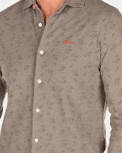 NZA New Zealand Auckland Overhemden|Grijs Overhemd Met Bloemenprint-Misty Army