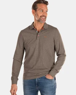 NZA New Zealand Auckland Polo-Shirts|Grijze Polo Met Lange Mouwen-Misty Army