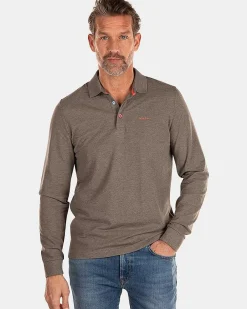 NZA New Zealand Auckland Polo-Shirts|Grijze Polo Met Lange Mouwen-Misty Army