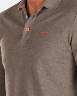NZA New Zealand Auckland Polo-Shirts|Grijze Polo Met Lange Mouwen-Misty Army