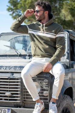 NZA New Zealand Auckland Sweats|Groene Hoodie Met Witte Streep-Jacket Army