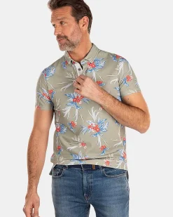 NZA New Zealand Auckland Polo-Shirts|Groene Polo Met Bloemenprint-Misty Army